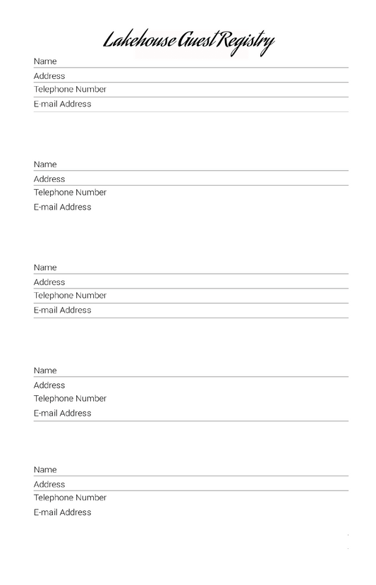 Lakehouse Guest Registry - LL Puzzle Books