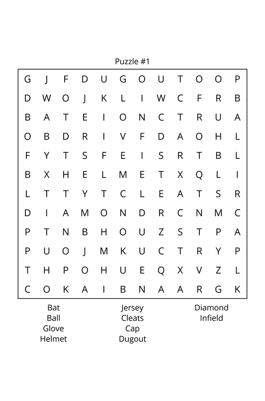 Word Search: Featuring Football, Softball & Baseball