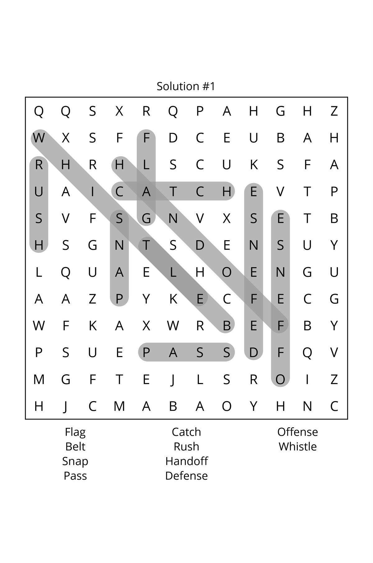 Flag Football, Tennis & Basketball Word Search