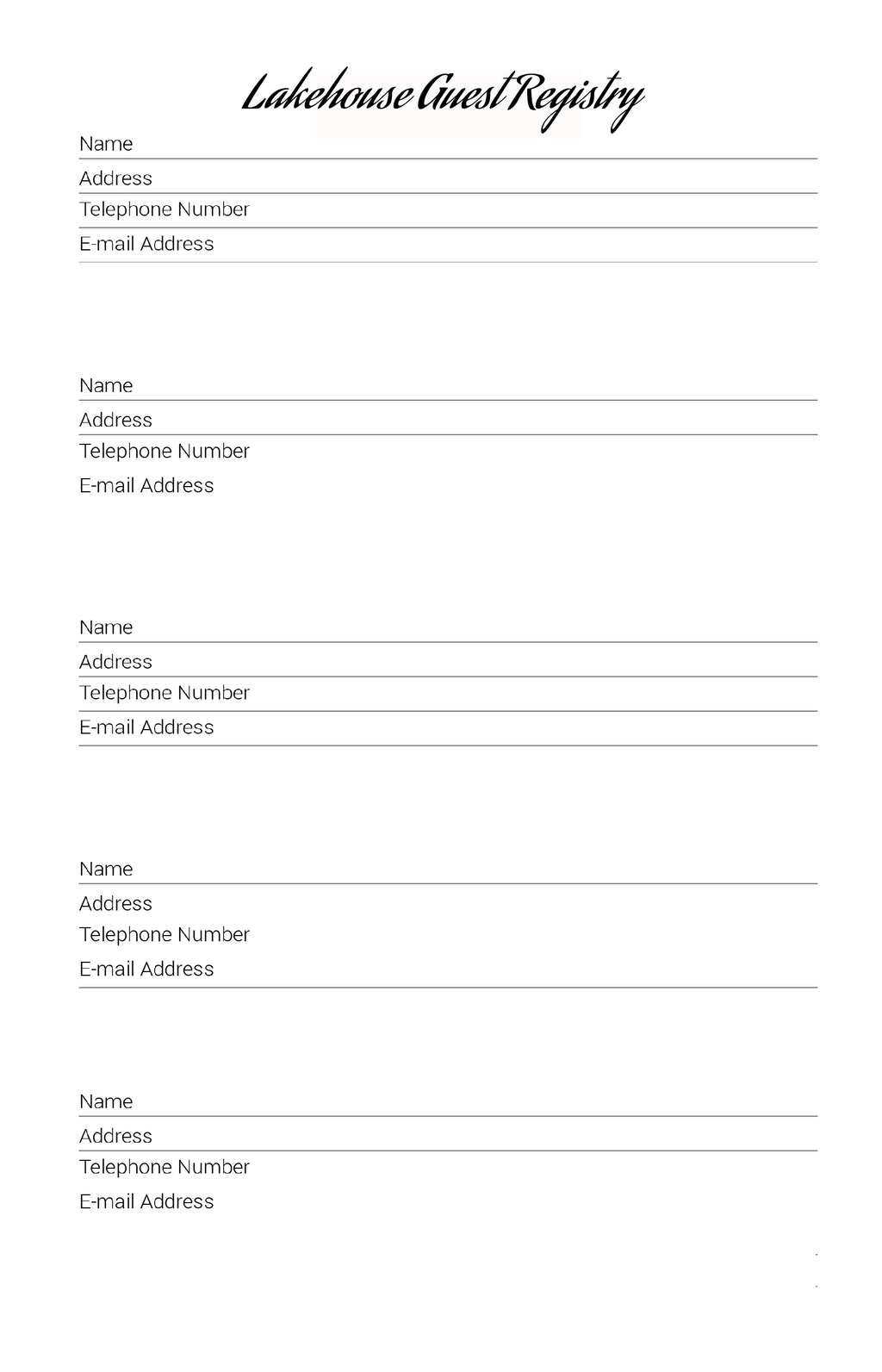 Lakehouse Guest Registry