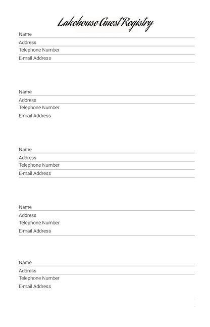 Lakehouse Guest Registry - LL Puzzle Books