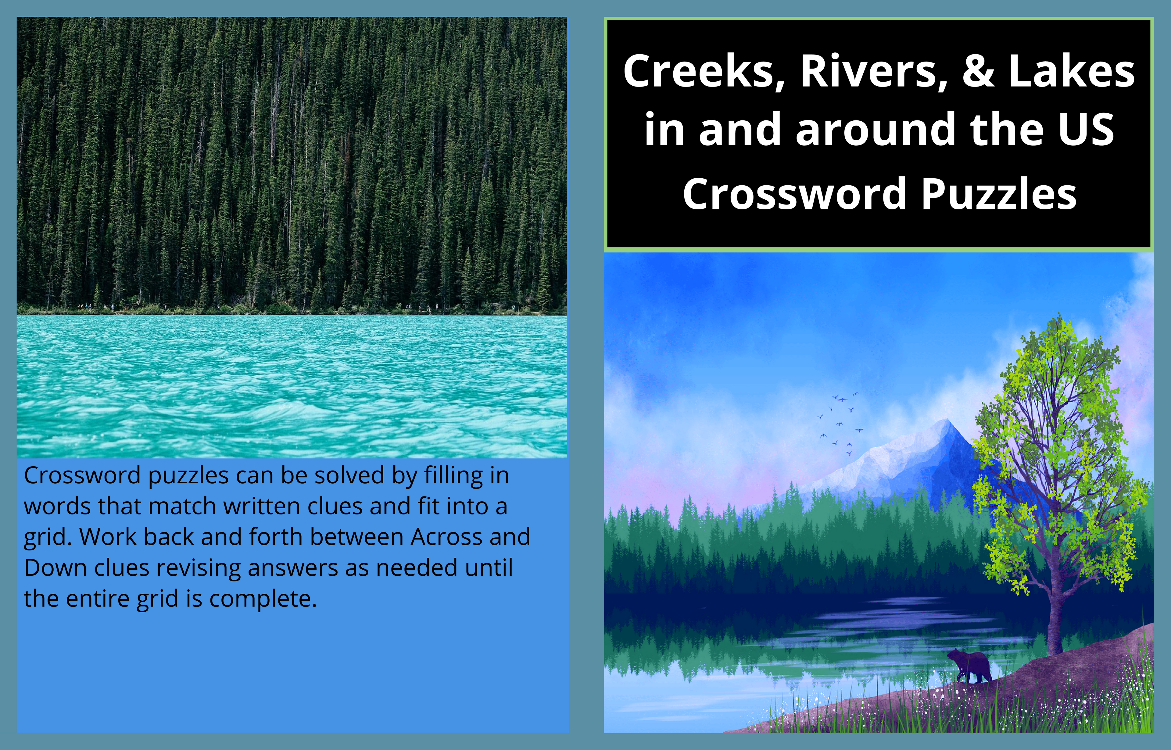 Creeks, Rivers, & Lakes in and around the US Crossword Puzzles