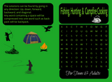 Fishing, Hunting, & Campfire Cooking Word Search