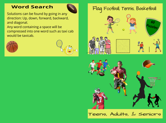 Flag Football, Tennis & Basketball Word Search