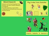Flag Football, Tennis & Basketball Word Search