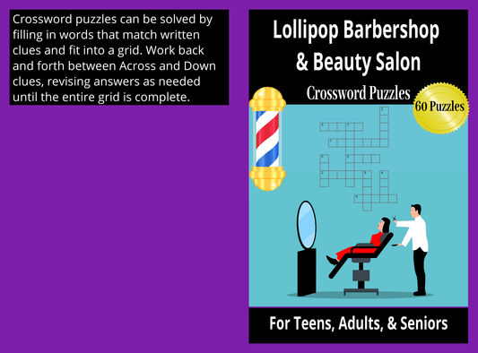 Lollipop Barbershop Beauty Salon Crossword Puzzles - LL Puzzle Books