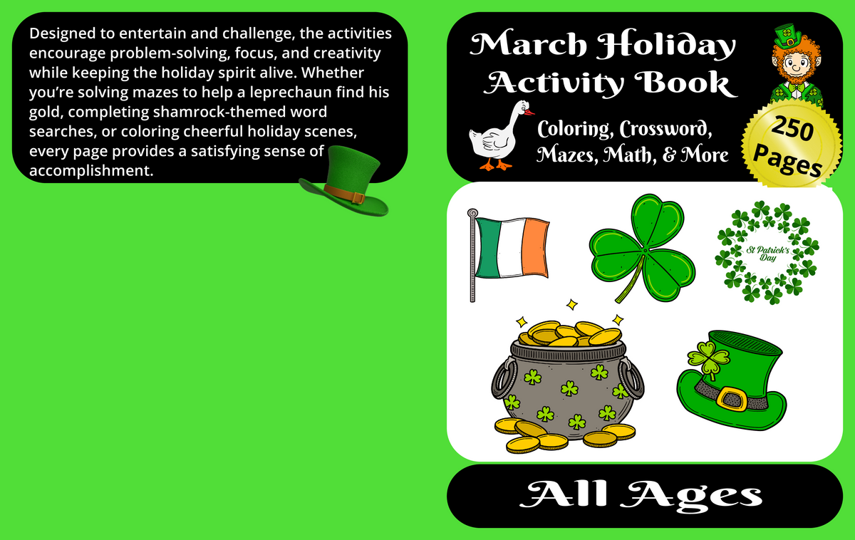 March Holiday Activity Book – St. Patrick's Day & More