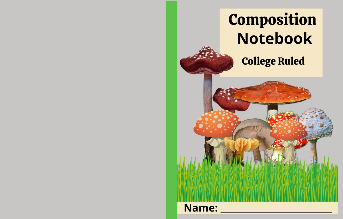 Mushroom Notebook, College Ruled — Instant Download
