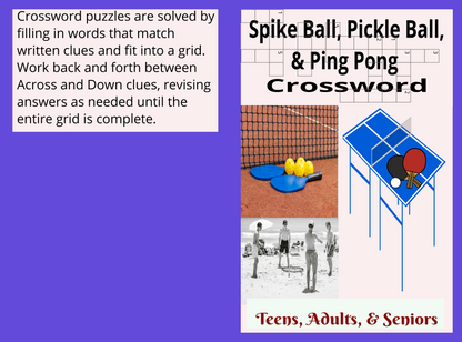 Spikeball, Pickleball & Ping Pong Crossword Puzzle Book