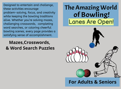 Bowling Activity Book — Crosswords, Mazes & Word Search Puzzles - LL Puzzle Books