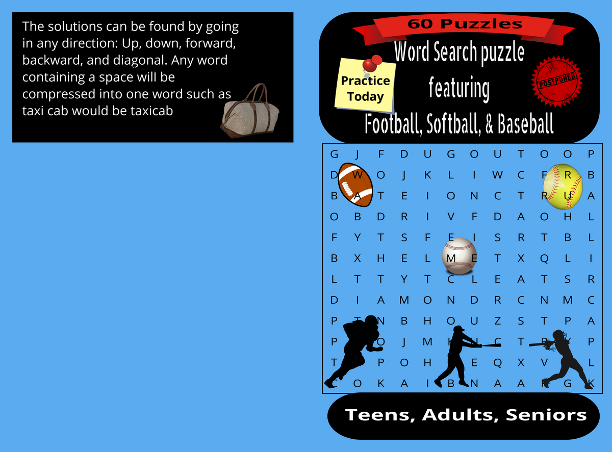 Word Search: Featuring Football, Softball & Baseball