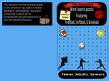 Word Search: Featuring Football, Softball & Baseball