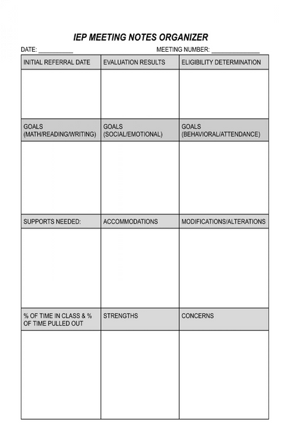 IEP Meeting Notes Organizer - LL Puzzle Books