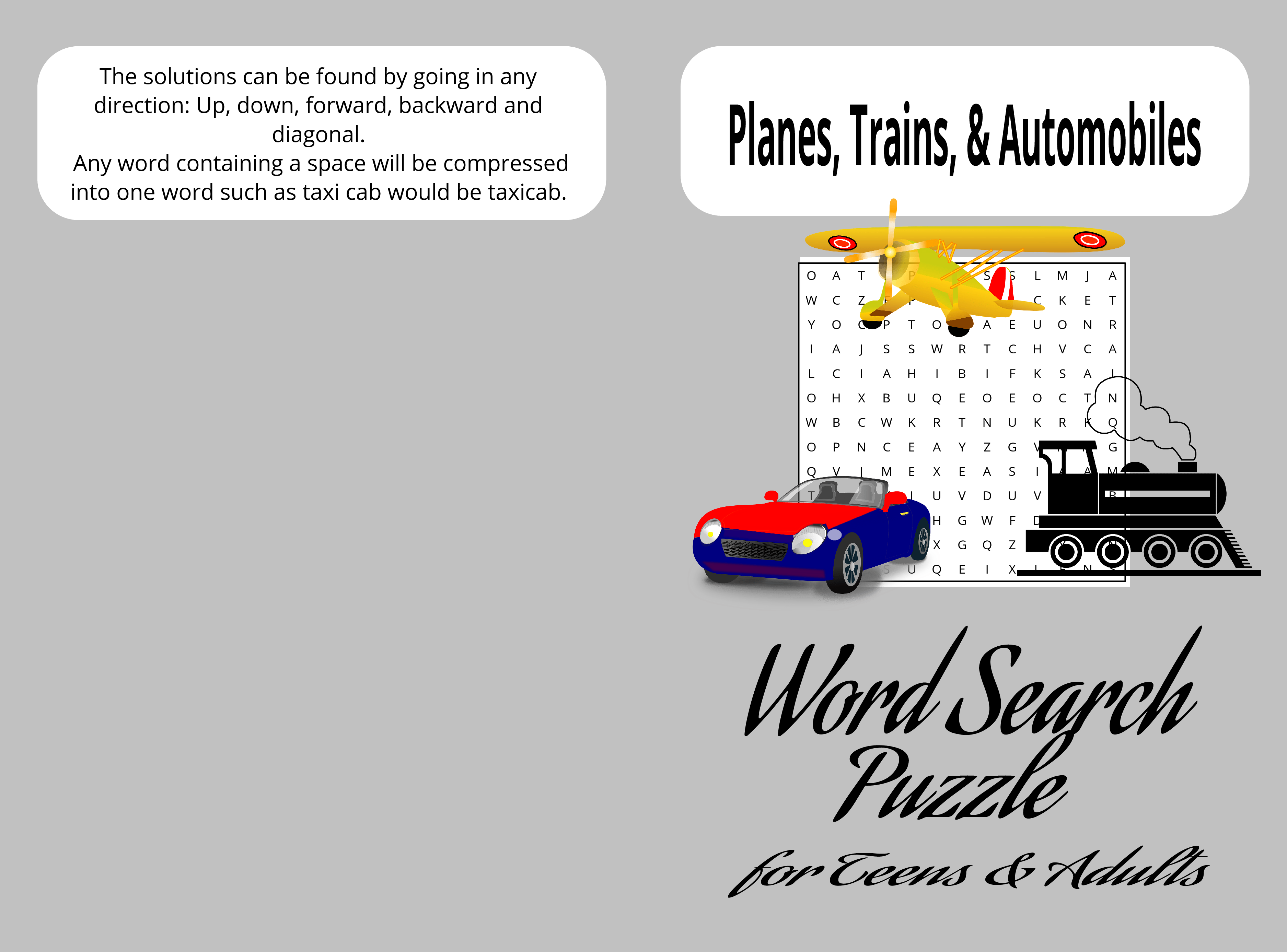 Trains, Planes, Automobiles (Beginner Book) Word Search