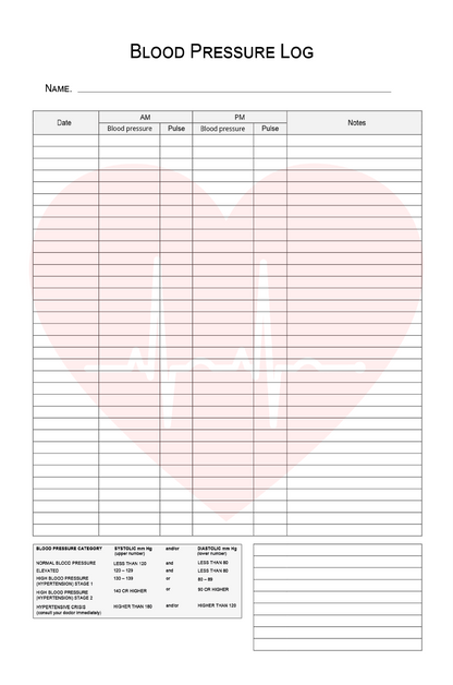 Blood Pressure Log Book — Instant Download