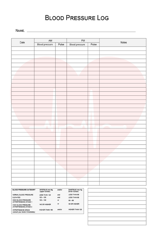 Blood Pressure Log Book — Instant Download