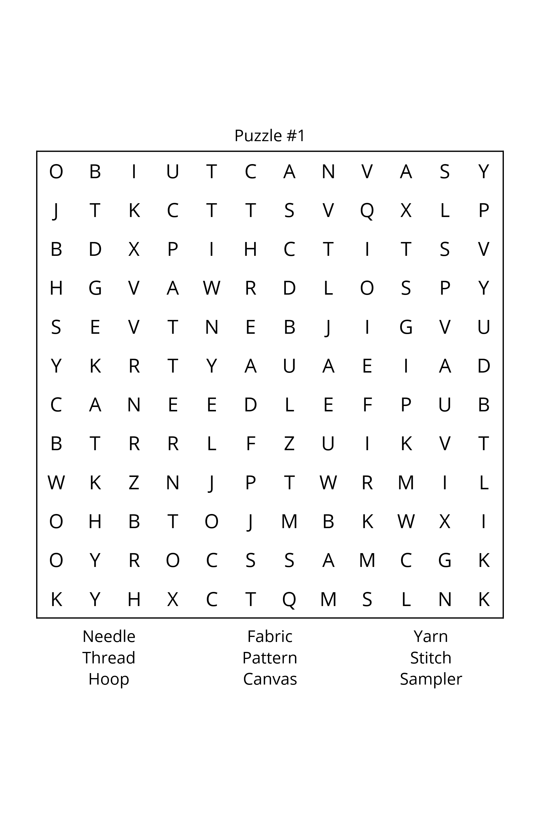 It's All About the Stitches Word Search