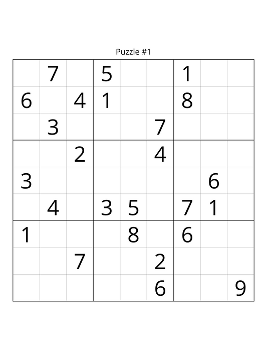 Medium-Hard Sudoku Puzzle Book