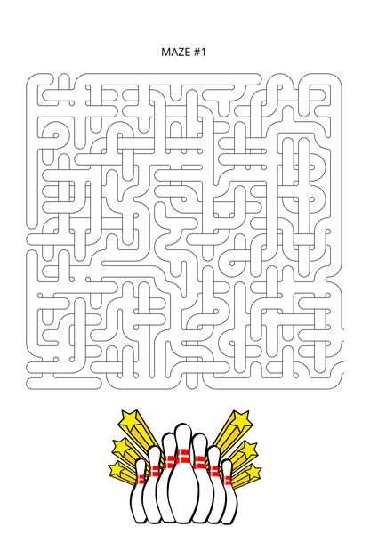 Bowling Activity Book — Crosswords, Mazes & Word Search Puzzles - LL Puzzle Books