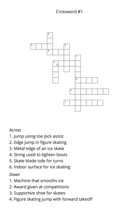 Crossword Puzzle: Gymnastics, Ice Skating & Princess