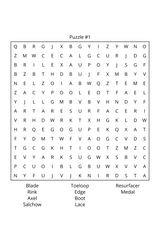 Word Search: Ice Skating, Gymnastics, Tumbling & Princess