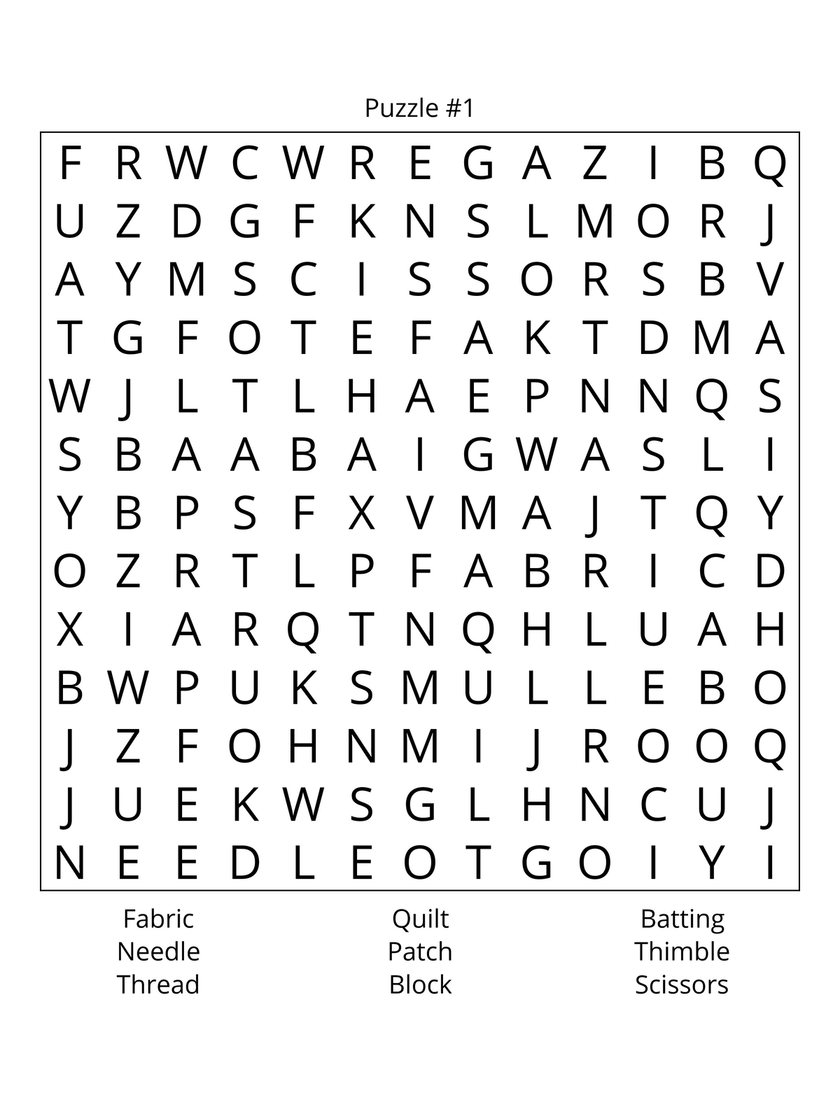 Large Print Quilting & More Word Search Book
