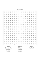 Mushrooms, Mushrooms, Mushrooms Word Search — Instant Download