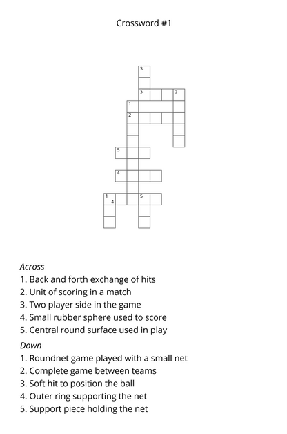 Spikeball, Pickleball & Ping Pong Crossword Puzzle Book