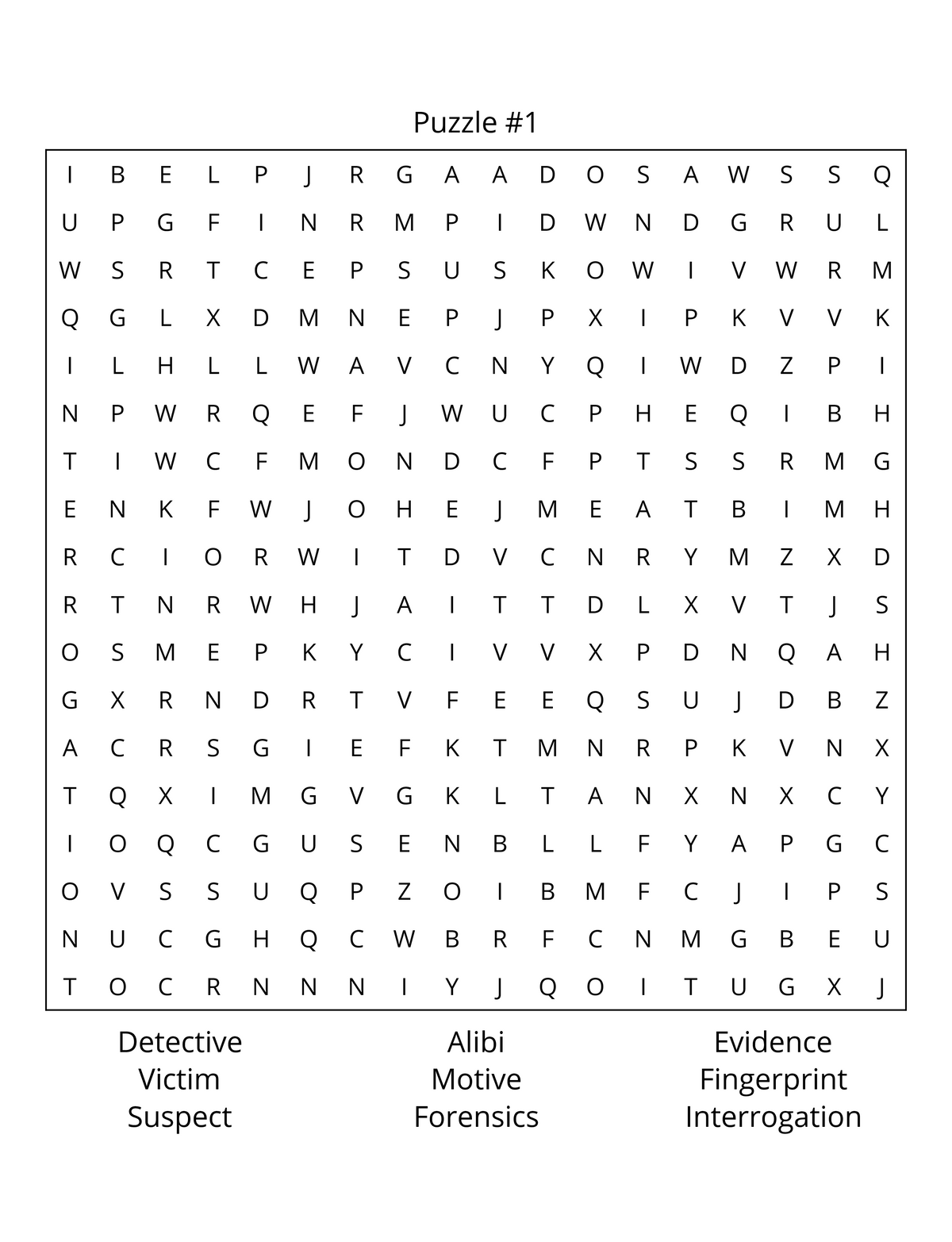 Crime, Murder & Mystery Word Search Puzzle Book – Printable PDF | Instant Download