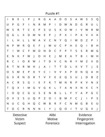 Crime, Murder & Mystery Word Search Puzzle Book – Printable PDF | Instant Download