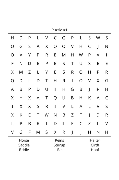 Equestrian Word Search Puzzle Book – Horse Lovers Edition - LL Puzzle Books