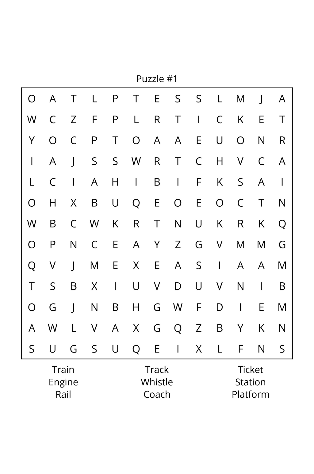 Planes, Trains, & Automobiles Word Search
