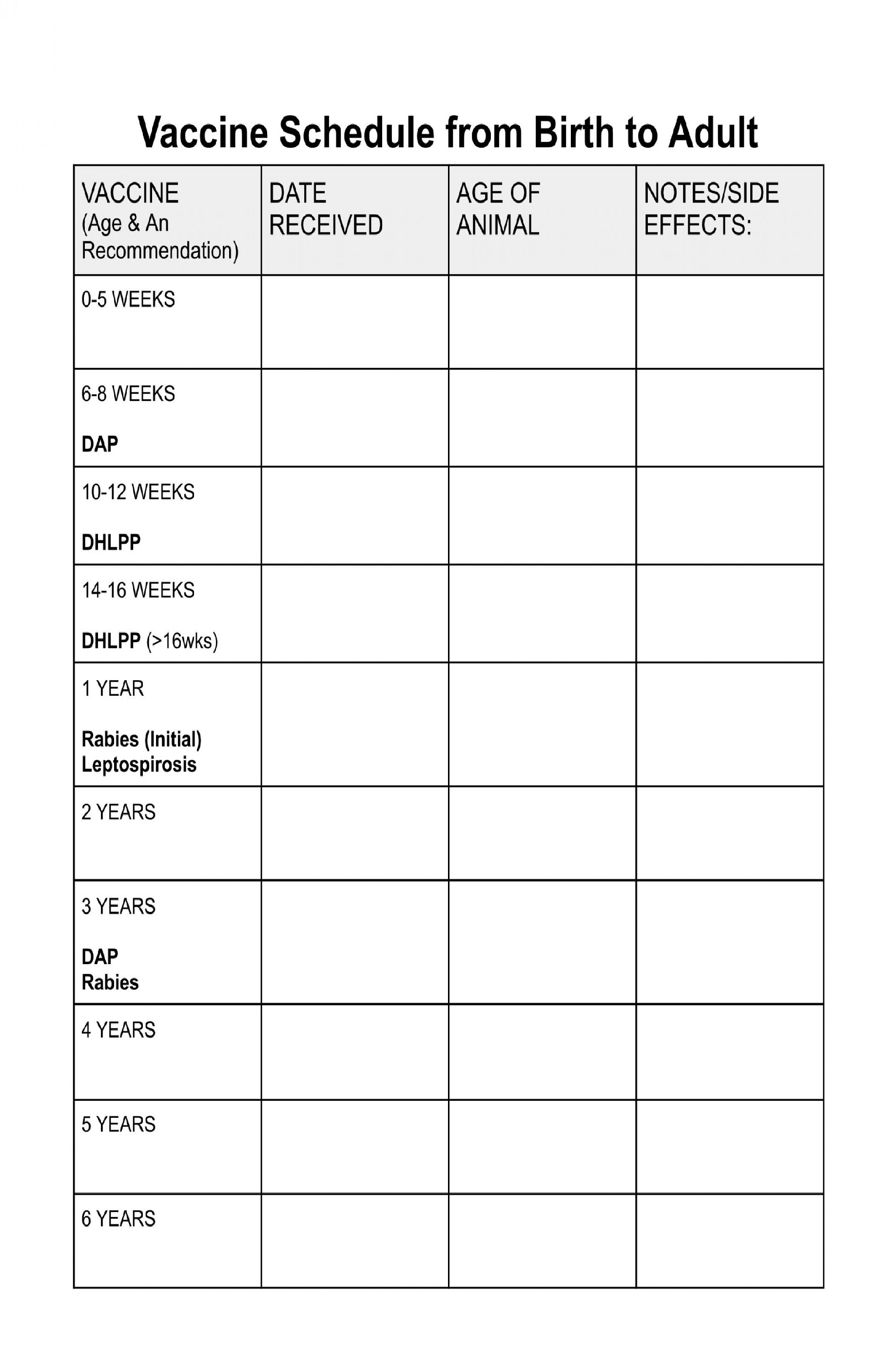 Dog Vaccine Record Book