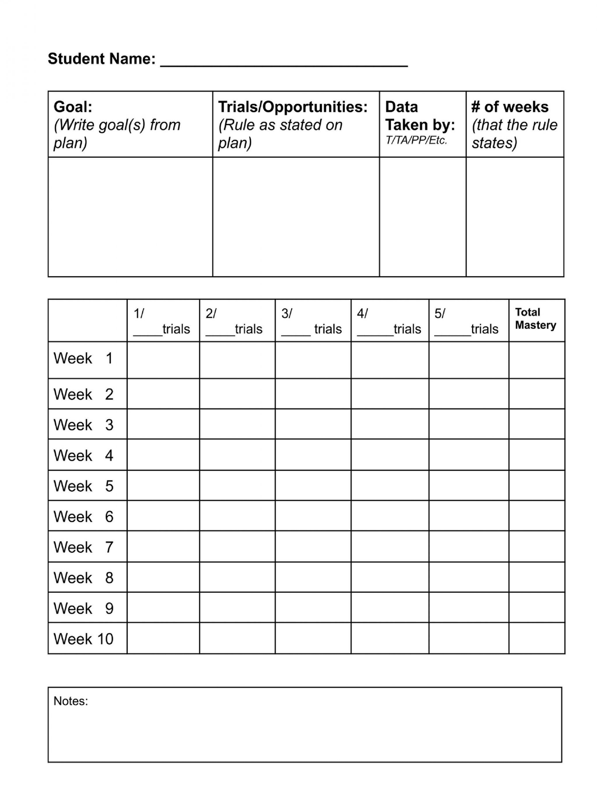 Goal & Data Tracking Notebook – Printable Instant Download - LL Puzzle Books