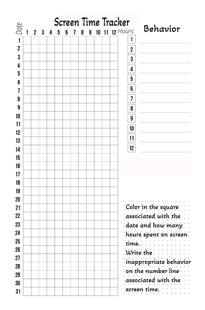 Screen Time & Behavior Tracker for Parents – Printable Instant Download - LL Puzzle Books