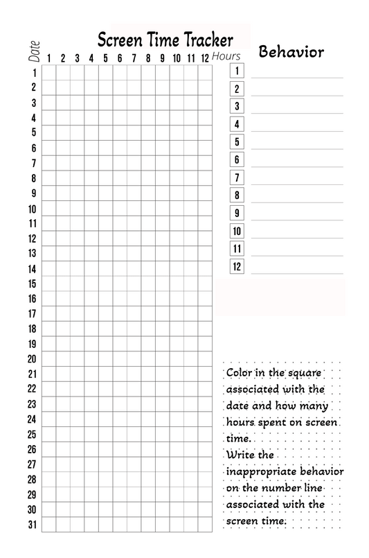 Screen Time & Behavior Tracker for Parents – Printable Instant Download - LL Puzzle Books
