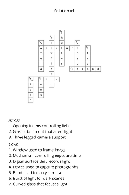 Crossword Puzzle: All About Photography – Printable PDF - LL Puzzle Books