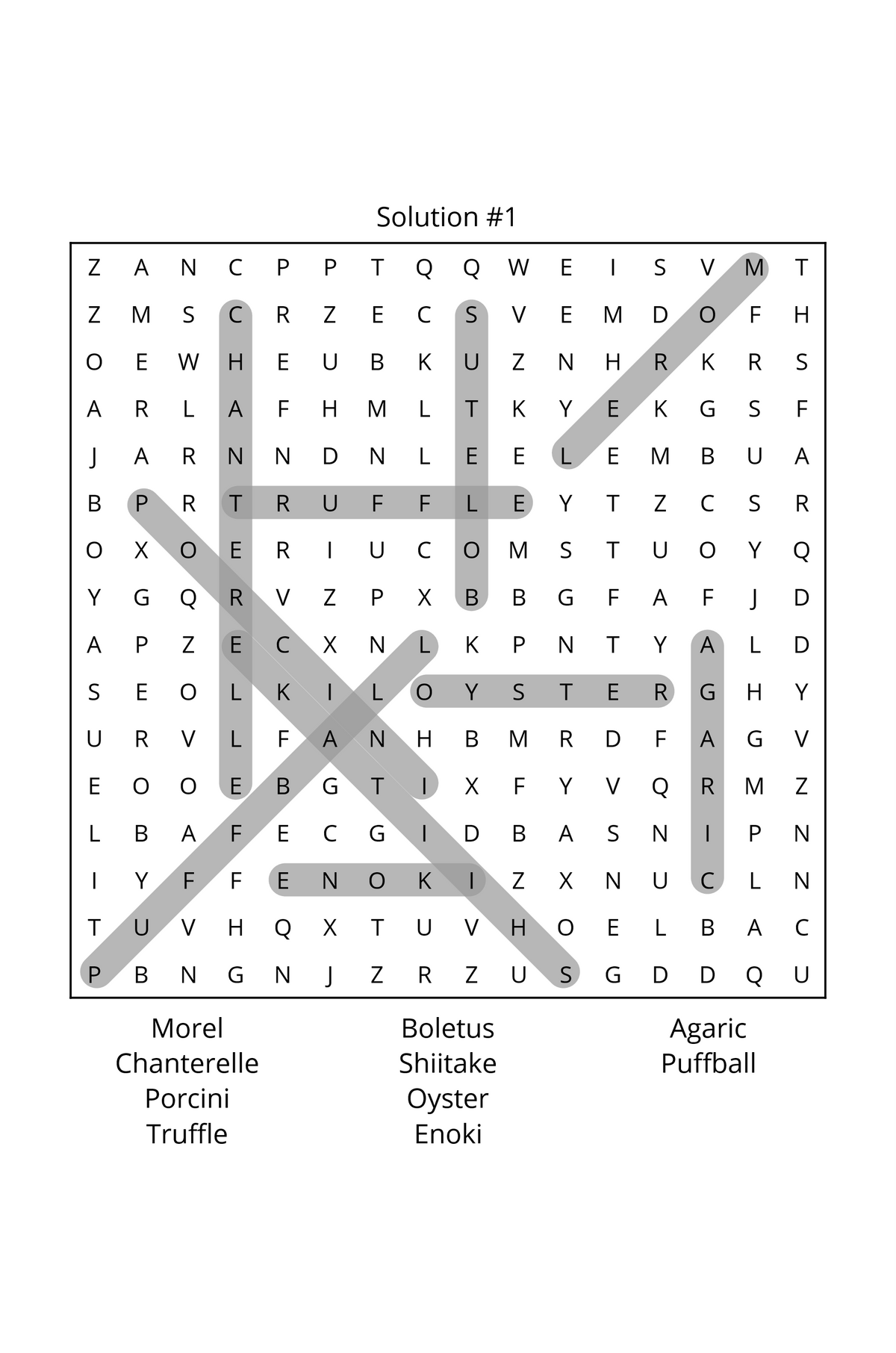 Mushrooms, Mushrooms, Mushrooms Word Search — Instant Download