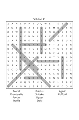 Mushrooms, Mushrooms, Mushrooms Word Search — Instant Download