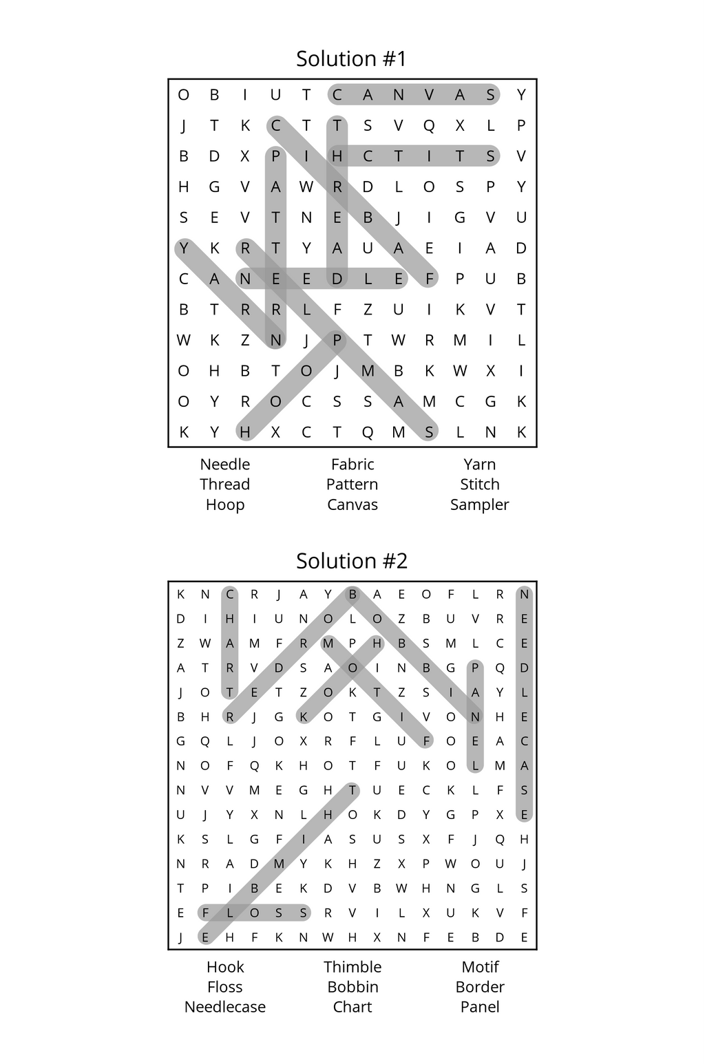 It's All About the Stitches Word Search