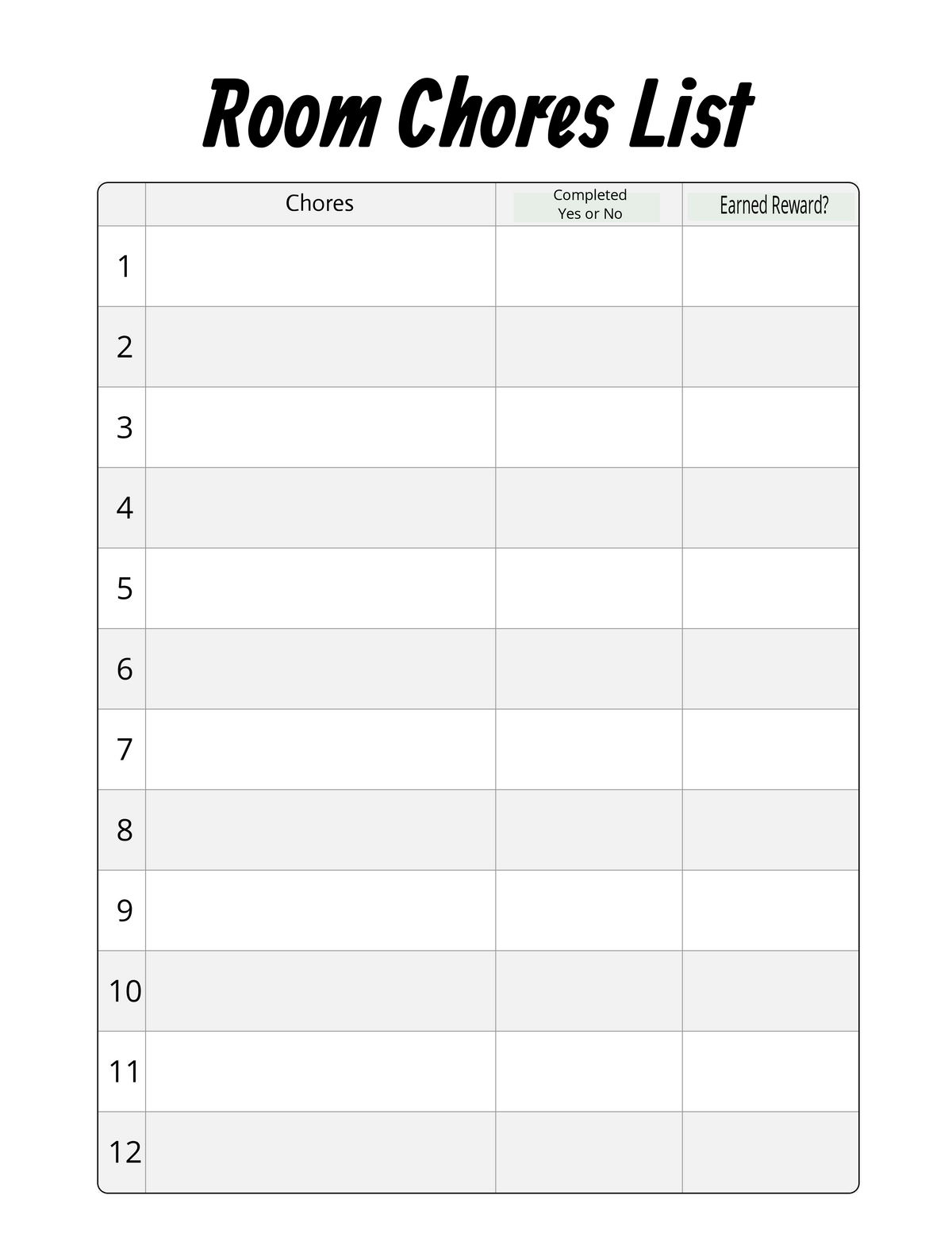 Kid's Chore Checklist – Instant Download PDF