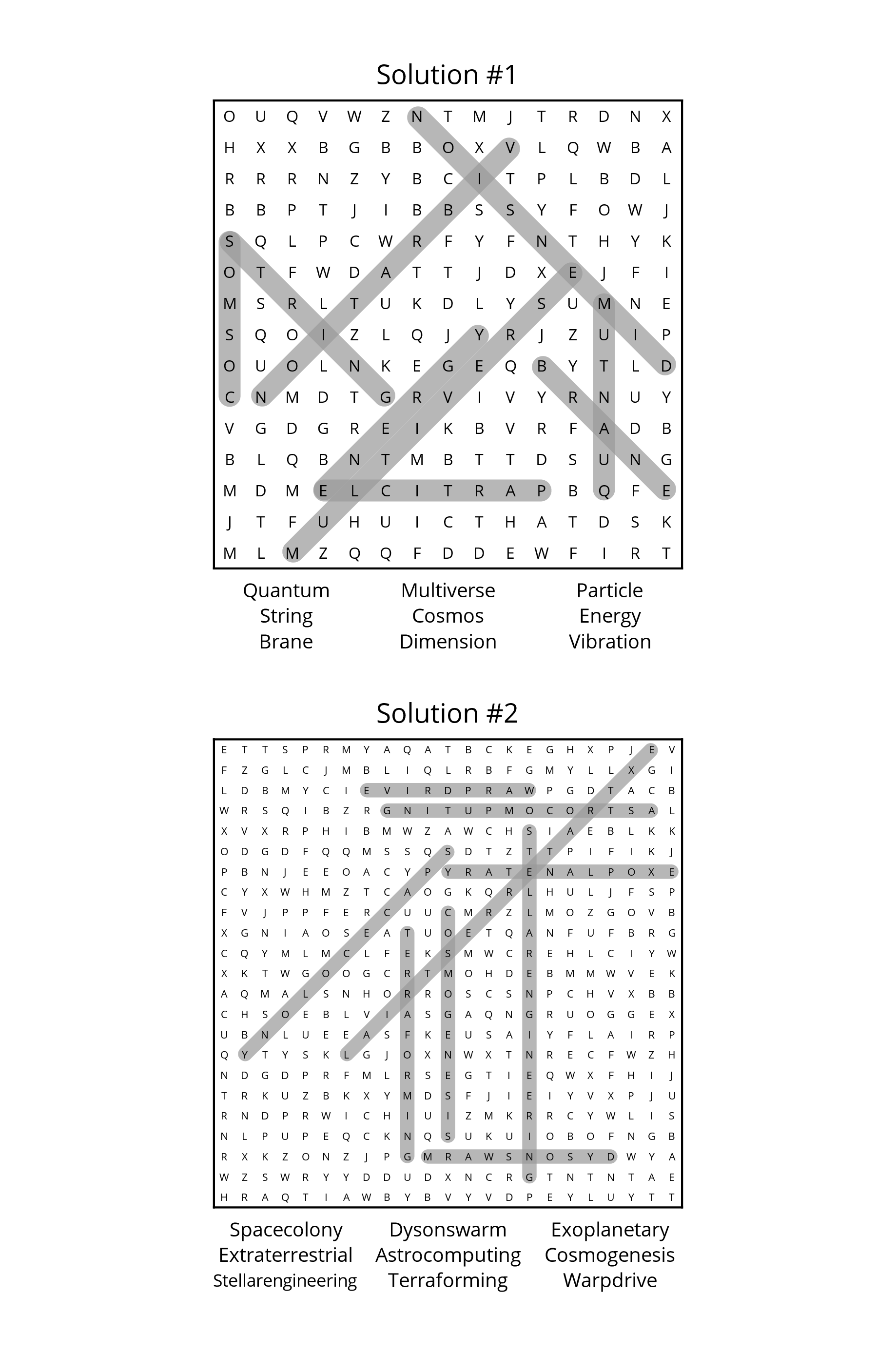 Cutting Edge of Theory: Multiverse, Computing, & Intelligence- Word search puzzle